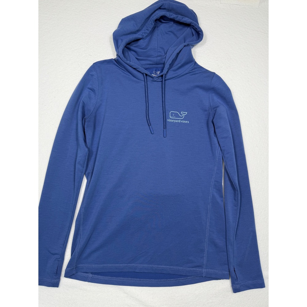 Vineyard Vines Whale Tail Performance Hoodie Women XS Blue Zipper Pocket